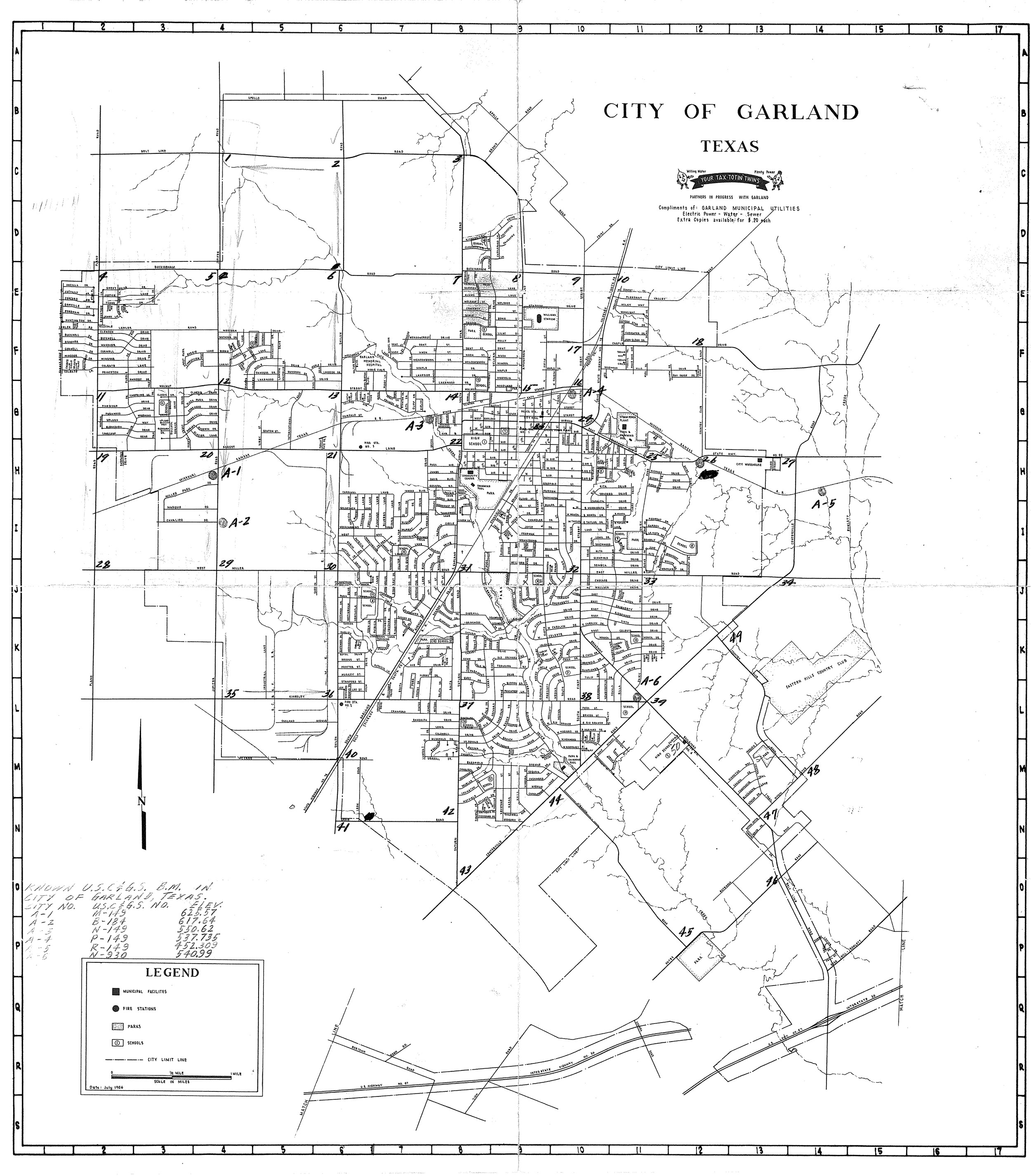City Map, Garland Texas 1964